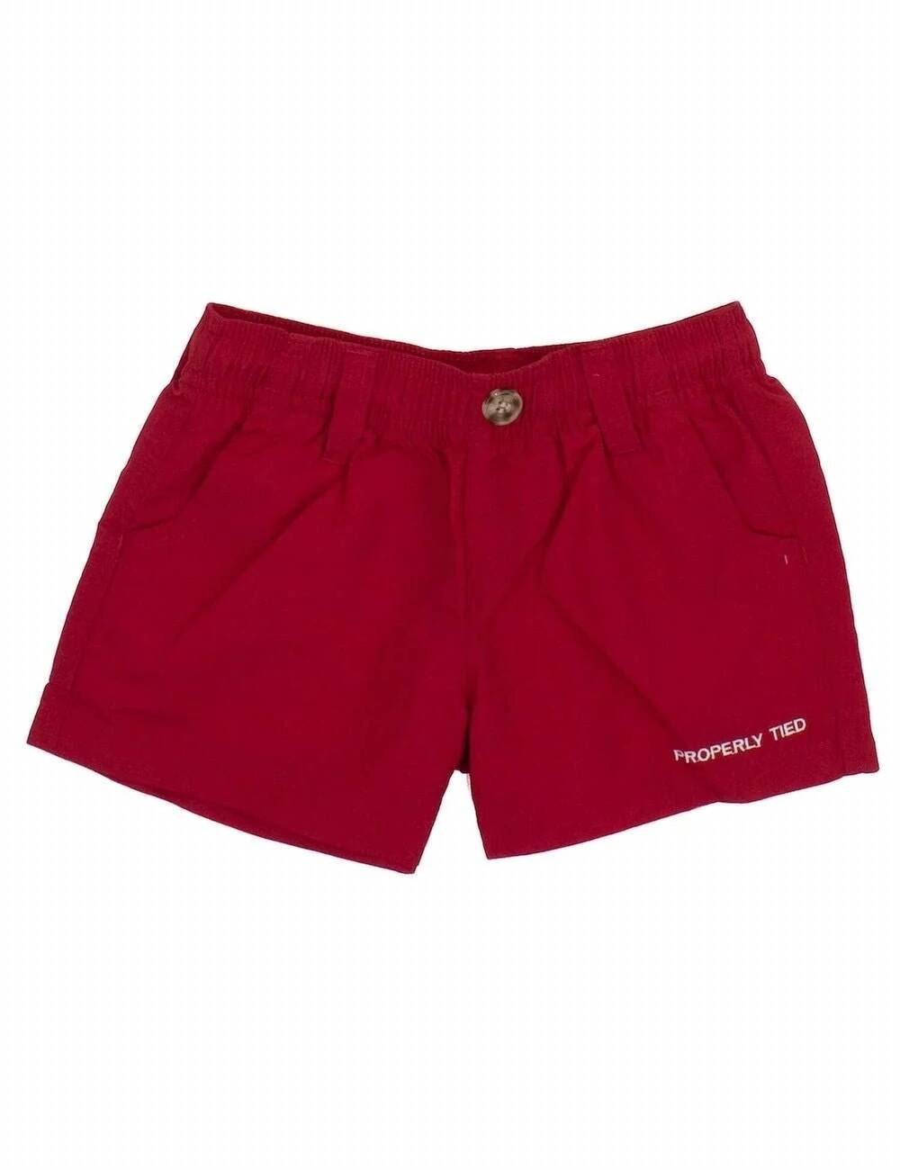 NEW PROPERLY TIED boys mallard short in crimson